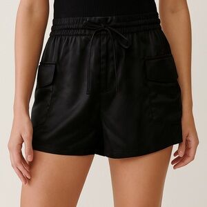 Zara High Rise Black Paper Bag Shorts, Size Small